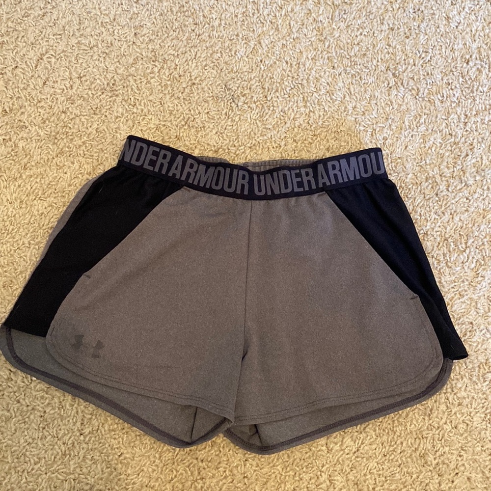 Dark grey and black under armour shorts